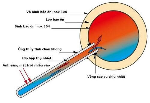 Nước được dẫn vào bên trong ống chân không